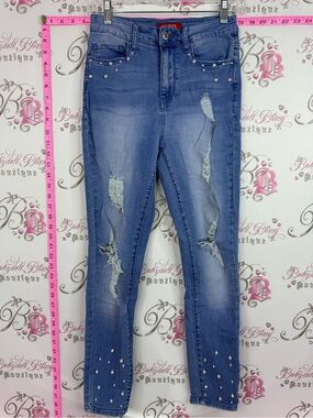 Guess pearl jeans Distressed Blue Jeans with Stud Accents
